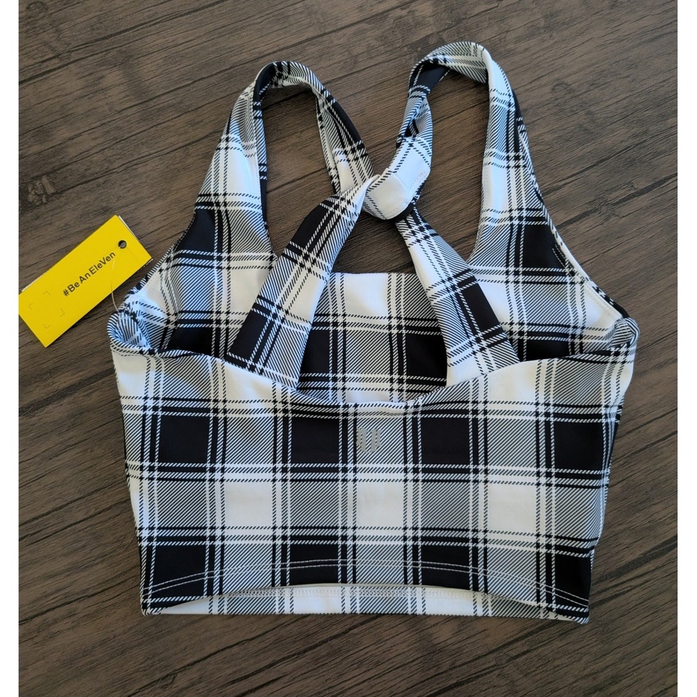EleVen by Venus Williams One More Time Tank Black White Plaid Crop Top XS NEW - Picture 2 of 11